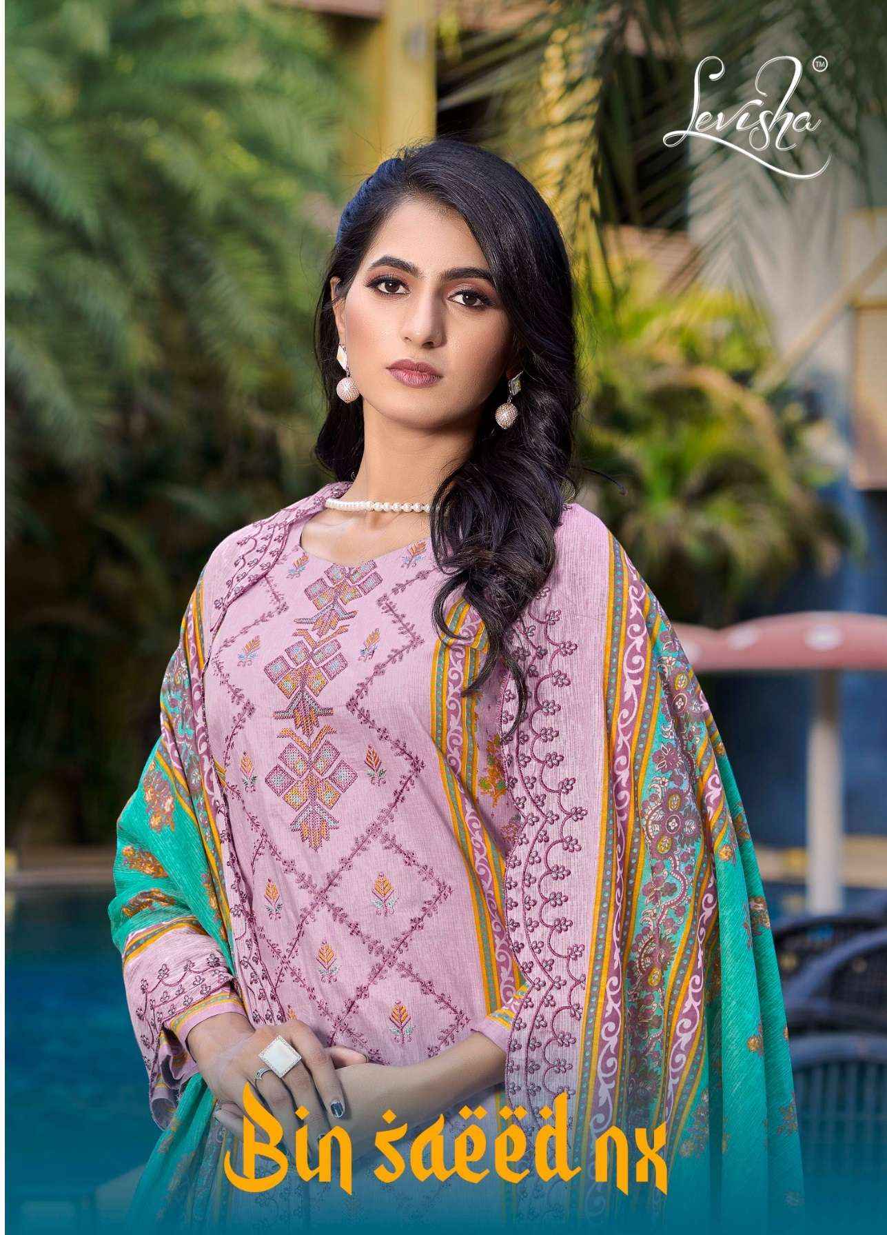 LEVISHA BINSAEED NX COTTON PRINT WITH EMBROIDERY WORK SUITS ( 6 PCS CATALOG )