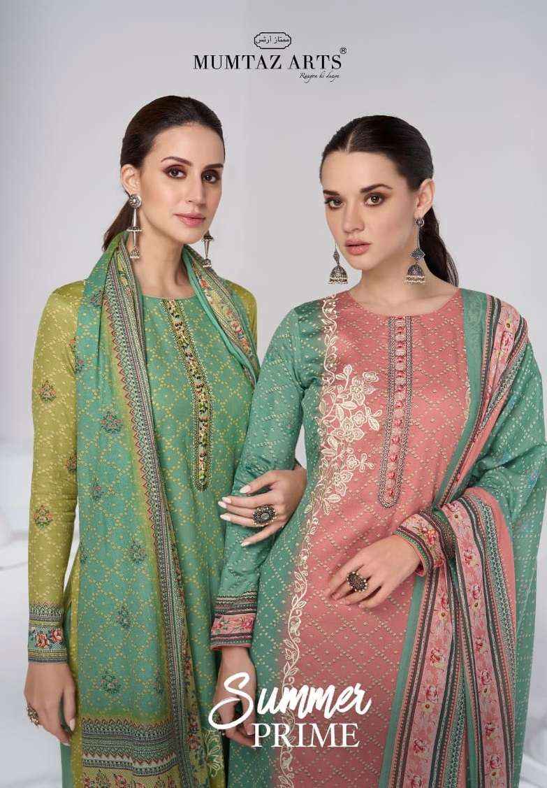 MUMTAZ ARTS SUMMER PRIME JAM SATIN PRINT WITH FANCY WORK SUITS ( 7 PCS CATALOG )