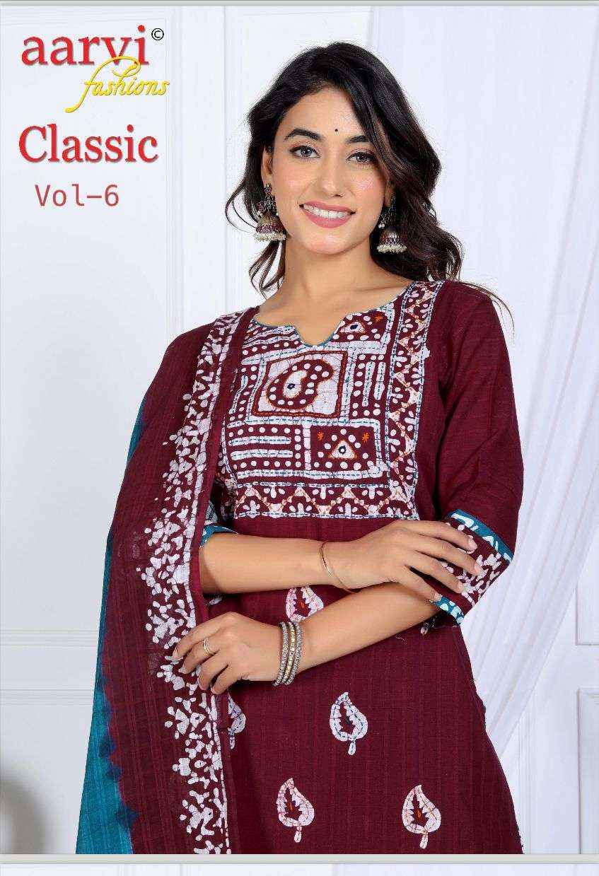 AARVI FASHION CLASSIC VOL 6 COTTON BATIK PRINT KURTI COMBO SET