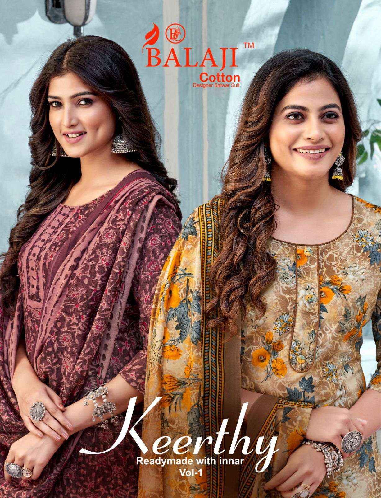 BALAJI COTTON KEERTHY VOL 1 COTTON READYMADE SUITS ( 12 PCS CATALOG )