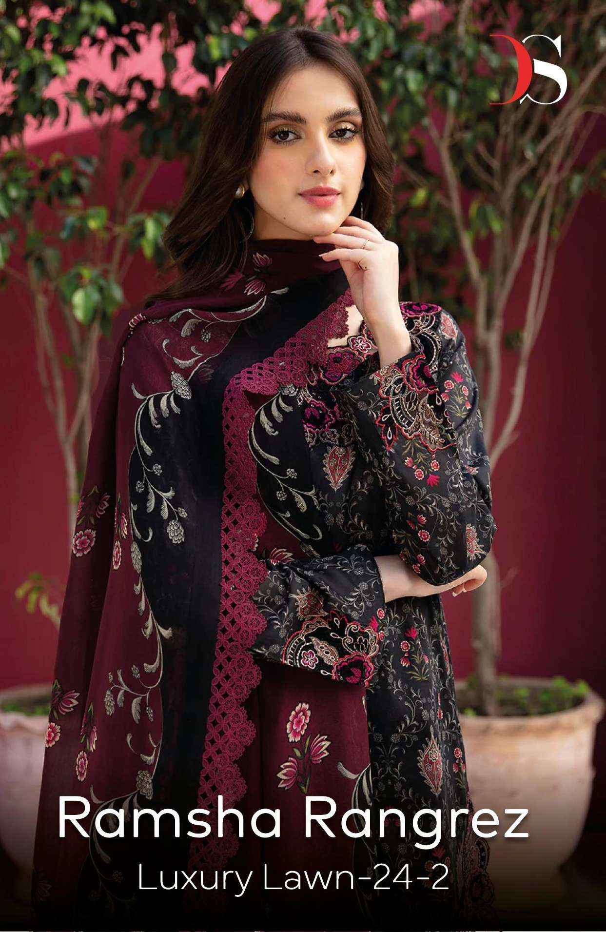 DEEPSY SUITS RAMSHA RUNGREZ LUXURY LAWN 24 VOL 2 COTTON SALWAR KAMEEZ ( 7 PCS CATALOG )