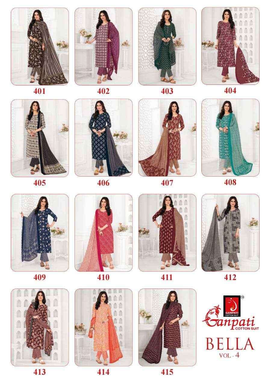 Ganpati cotton bella vol 4 Readymade suits ( 15 pcs catalogue)