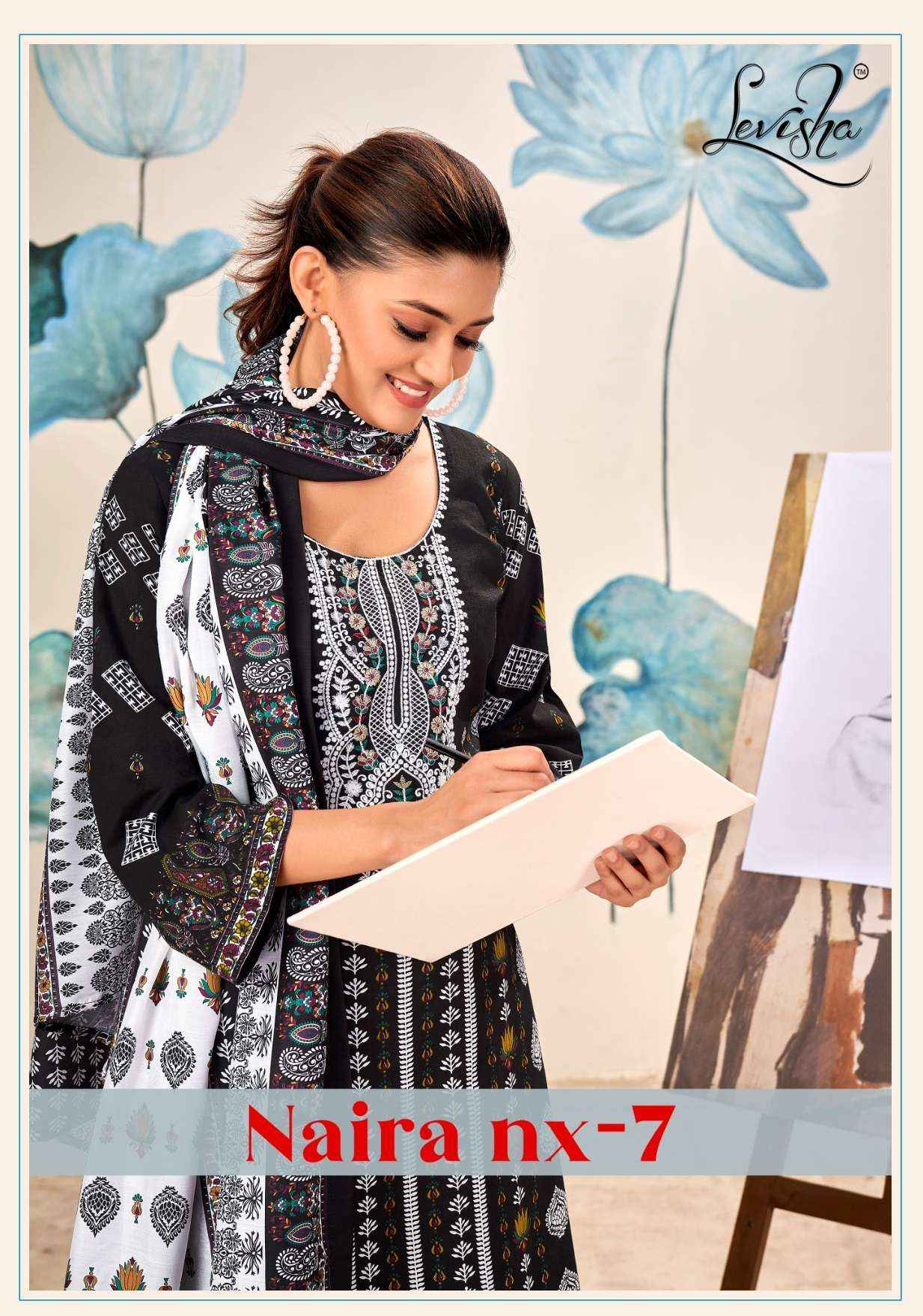 LEVISHA NAIRA NX VOL 7 COTTON DIGITAL PRINT WITH FANCY WORK SUIT ( 6 pcs catalog )