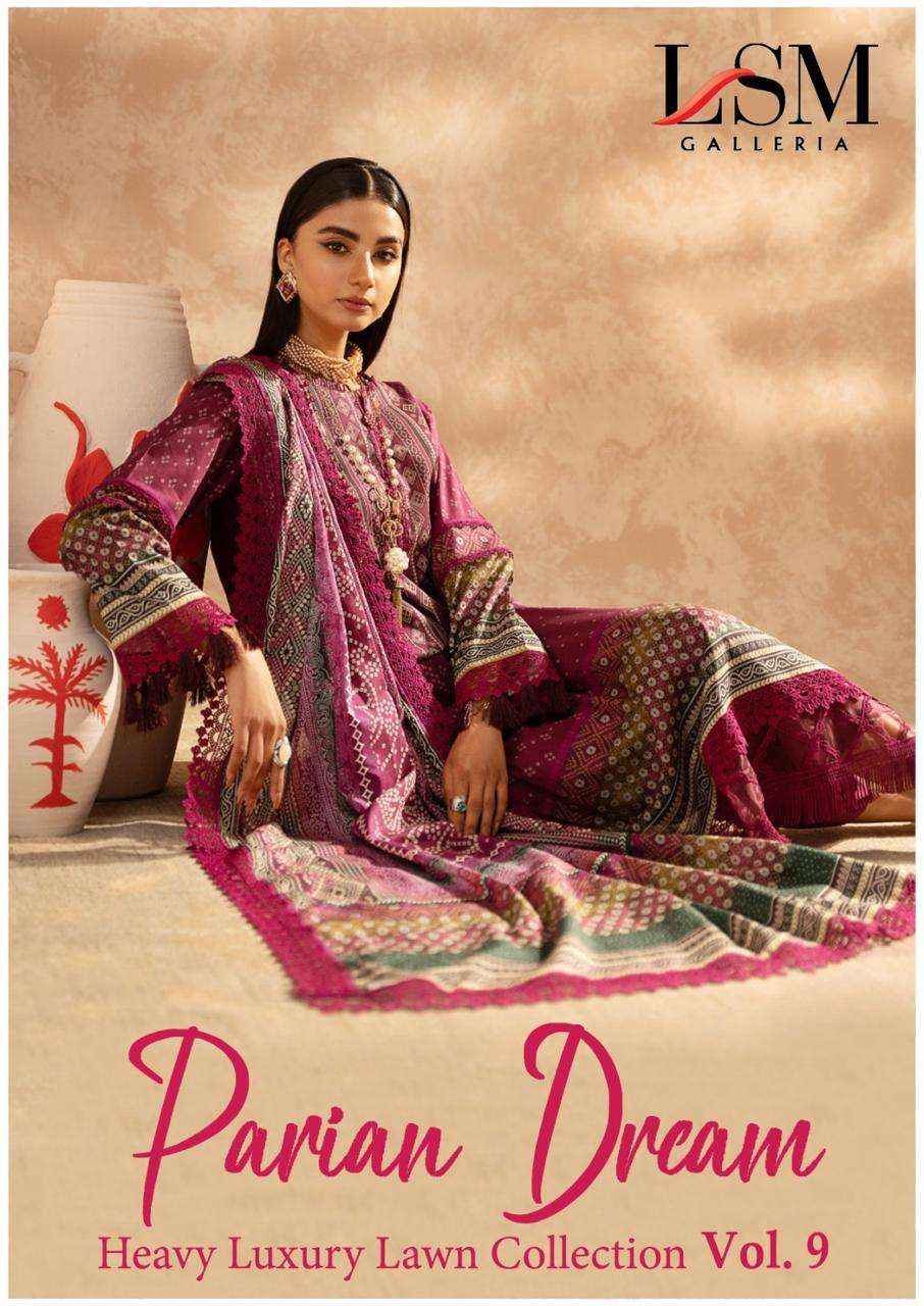 LSM GALLERIA PARIAN DREAM VOL 9 LAWN COTTON PAKISTANI SUIT ( 6 PCS CATALOG )