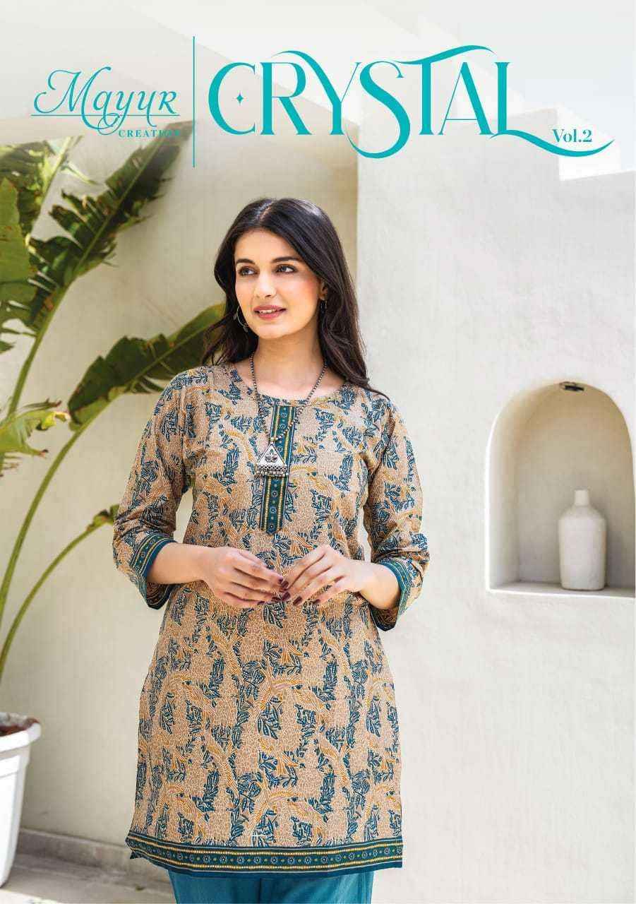 MAYUR CREATION CRYSTAL VOL 2 COTTON PRINTED SHORT KURTI ( 12 PCS CATALOG )