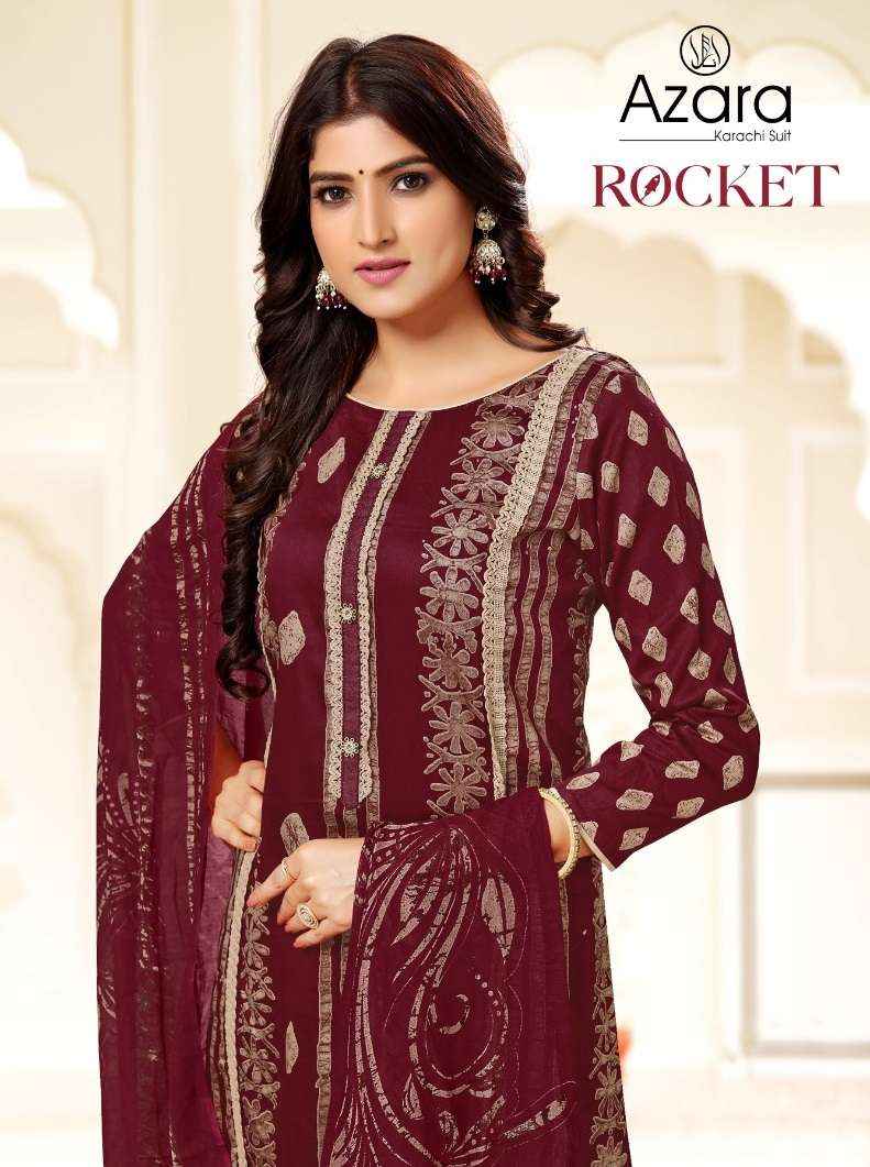 RADHIKA FASHION AZARA ROCKET JAM COTTON DESIGNER PRINT SUIT ( 4 PCS CATALOG )