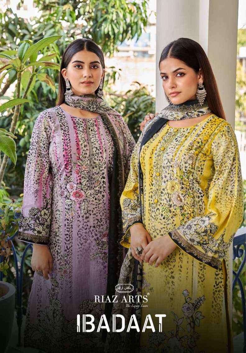 RIAZ ARTS IBADAAT LAWN COTTON DIGITAL PRINT SUIT ( 5 pcs catalog )