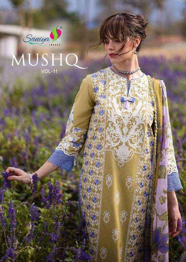 Saniya Trends Mushq Vol 11 Fancy Chiken Work Pakistani Suit ( 3 Pcs Catalog )