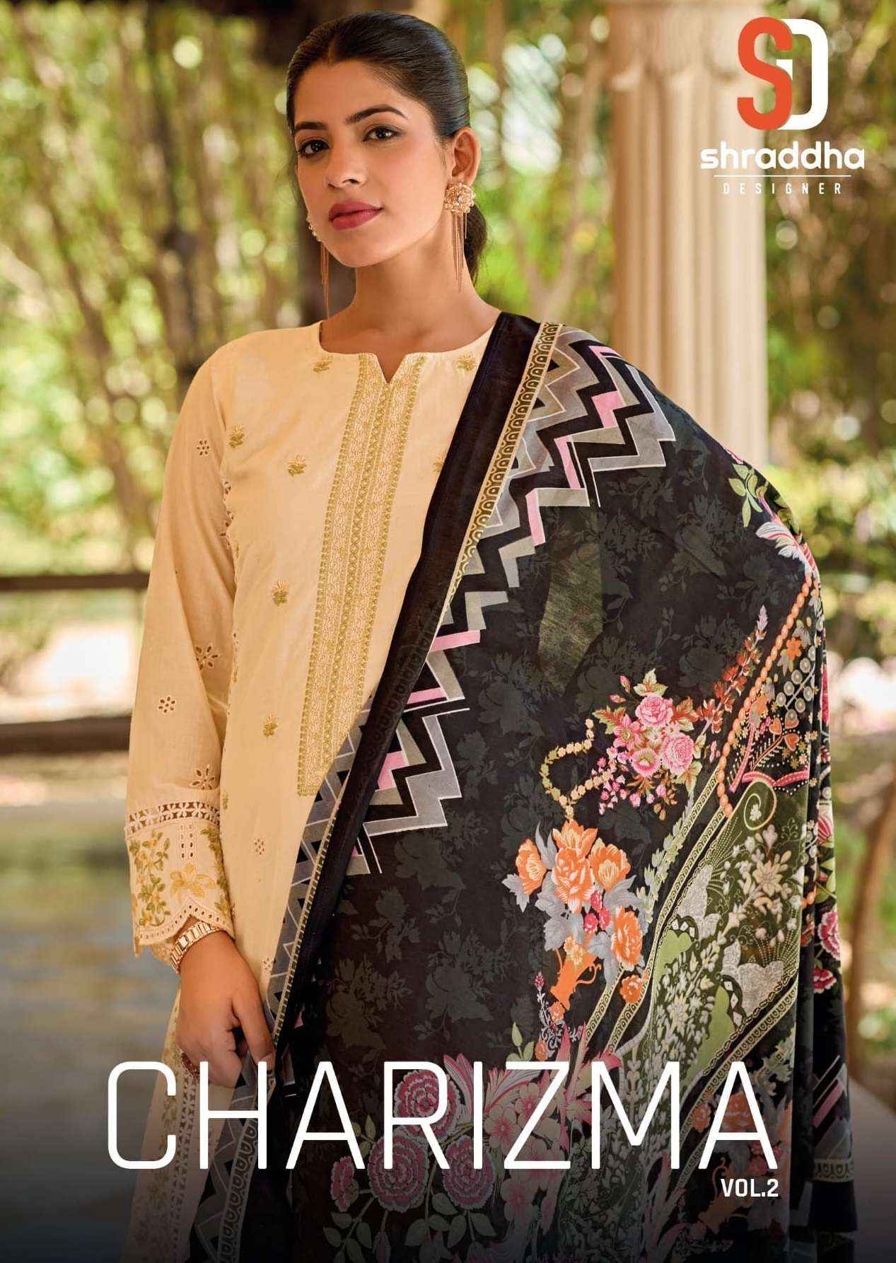 SHRADDHA DESIGNER CHARIZMA VOL 2 COTTON CHIKANKARI WORK SUITS ( 4 PCS CATALOG )