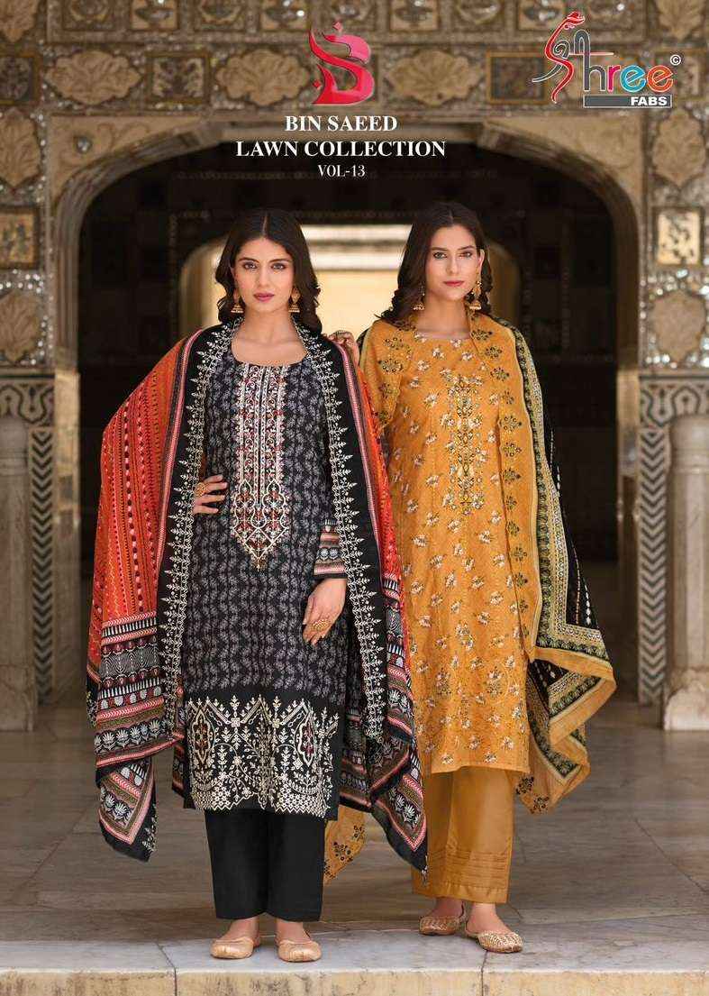 SHREE FABS BIN SAEED LAWN COLLECTION VOL 13 COTTON PAKISTANI SUITS ( 6 PCS CATALOG )