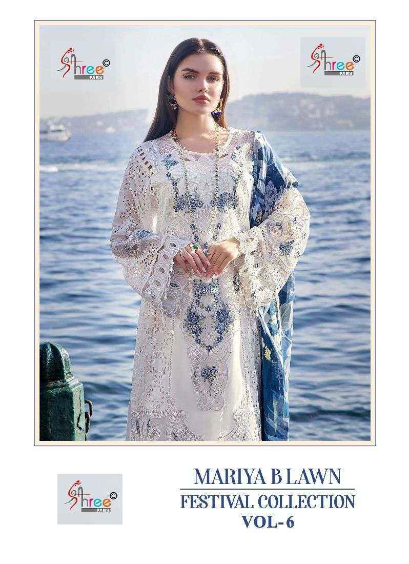 SHREE FABS MARIYA B LAWN FESTIVAL COLLECTION VOL 6 DRESS MATERIAL ( 6 PCS CATALOG )