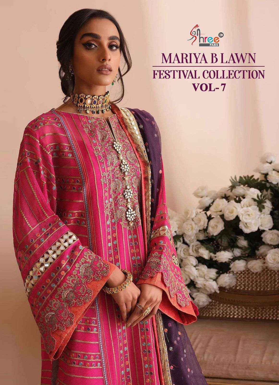 SHREE FABS MARIYA B LAWN FESTIVAL COLLECTION VOL 7 COTTON DESIGNER PAKISTANI SUIT ( 3 PCS CATALOG )