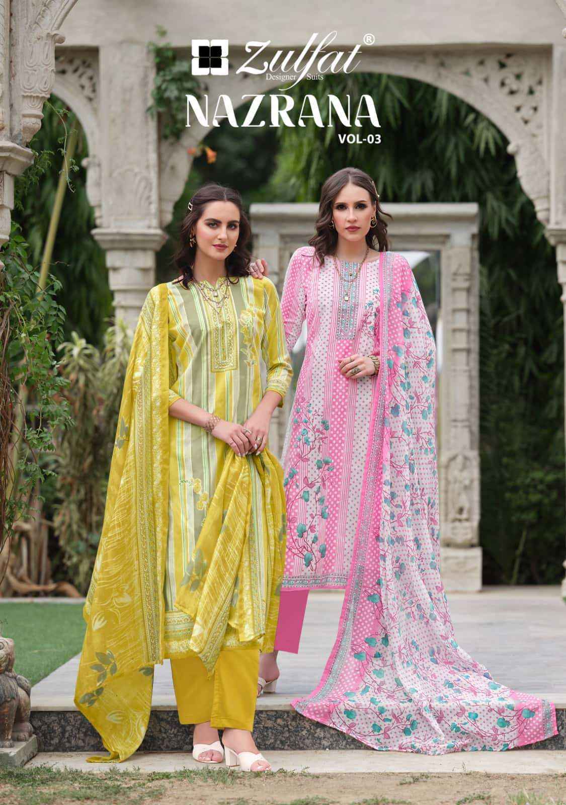 ZULFAT DESIGNER SUITS NAZRANA VOL 3 COTTON SALWAR SUIT ( 8 pcs catalog )