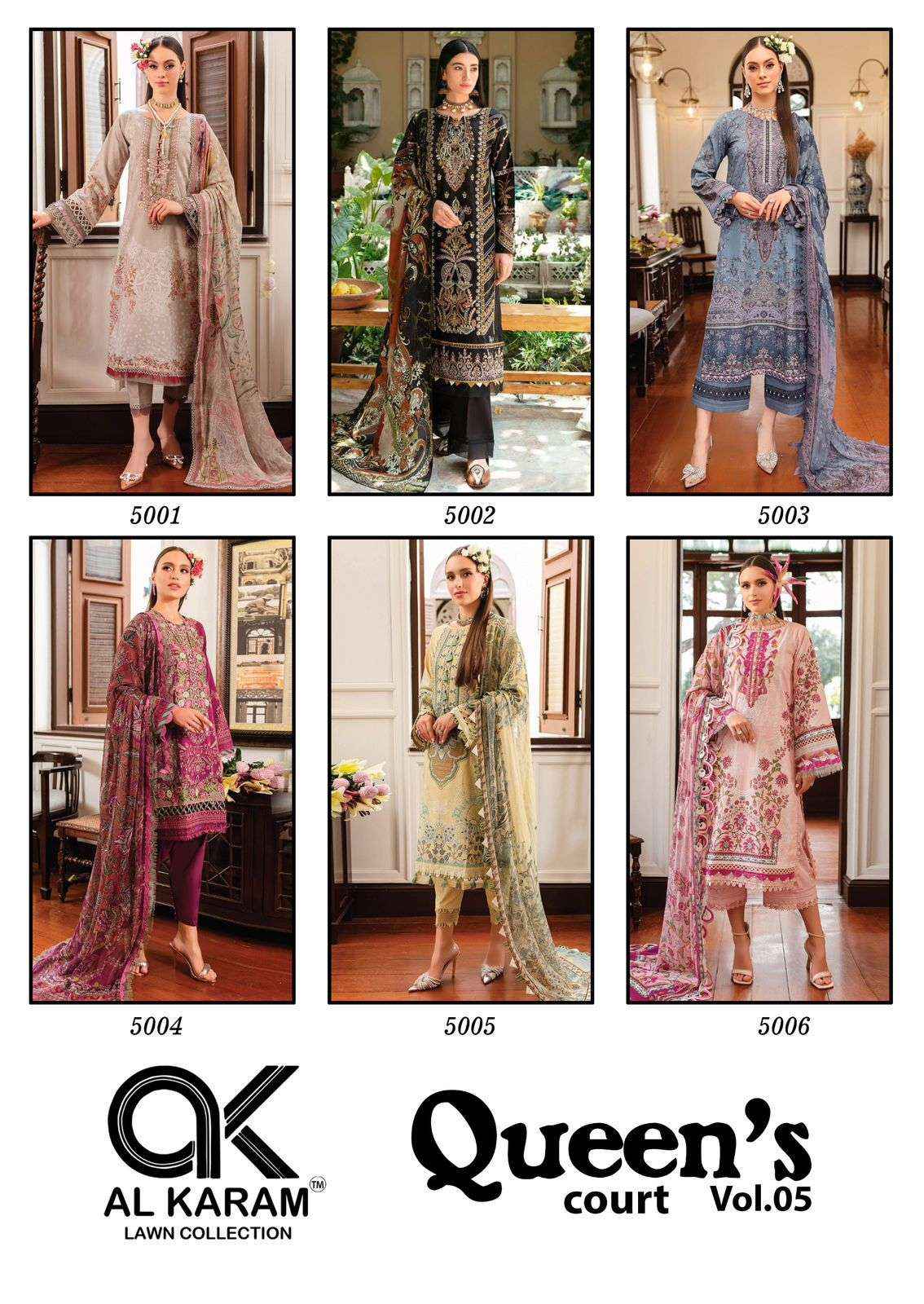 AL KARAM QUEENS COURT VOL 5 COTTON DIGITAL PRINT PAKISTANI SUITS ( 6 PCS CATALOG )