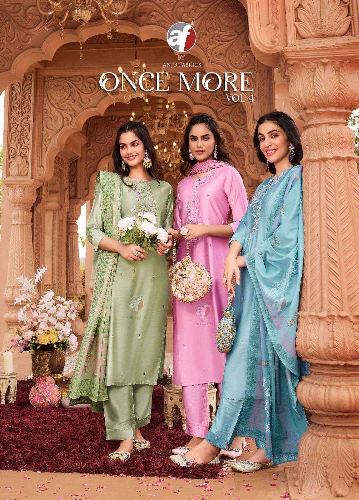 ANJU FABRICS ONCE MORE VOL 4 VISCOSE READYMADE SUITS ( 6 PCS CATALOG )