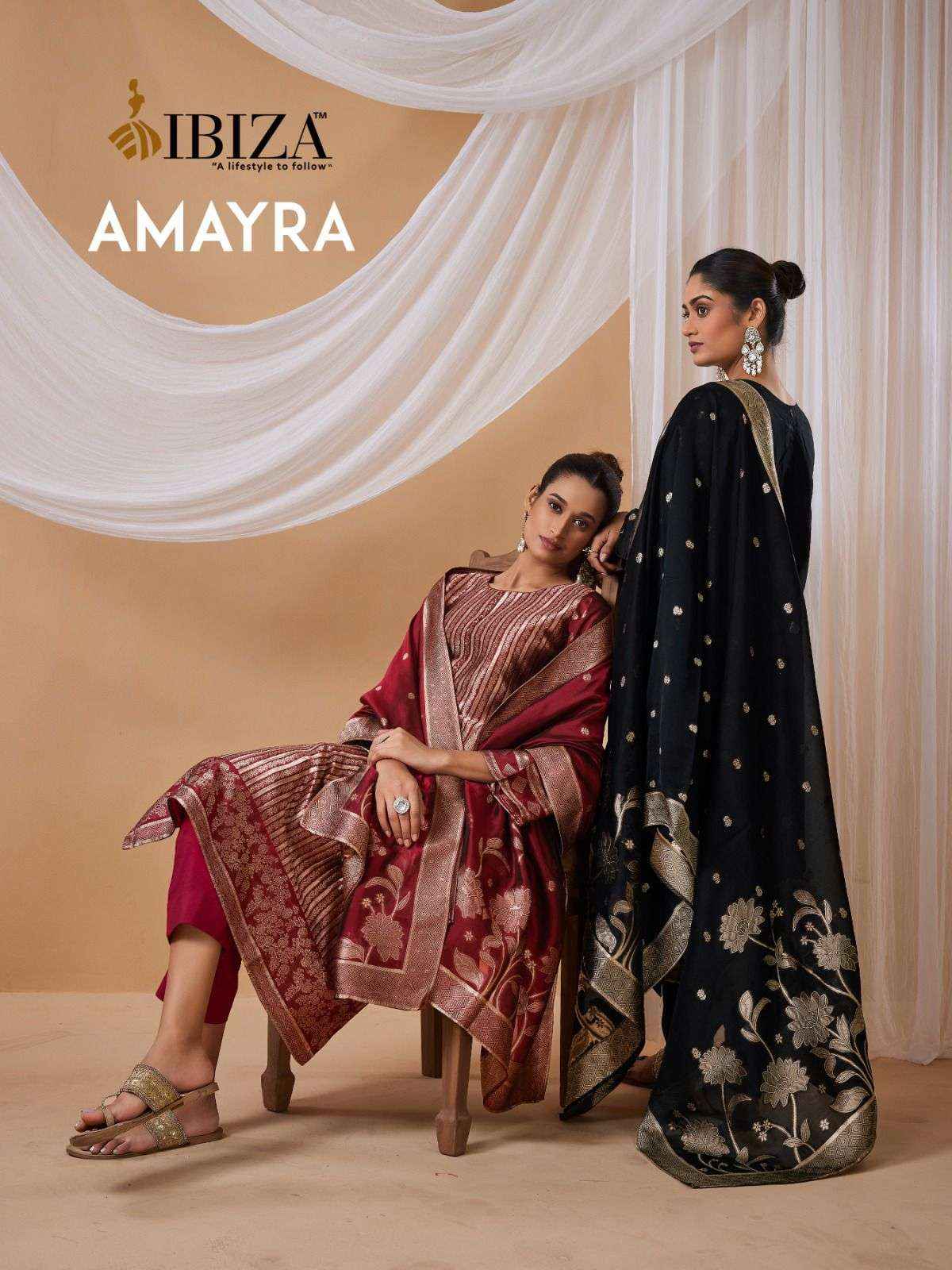 IBIZA AMAYRA SILK JACQUARD HAND WORK DESIGNER SUIT ( 4 PCS CATALOG )