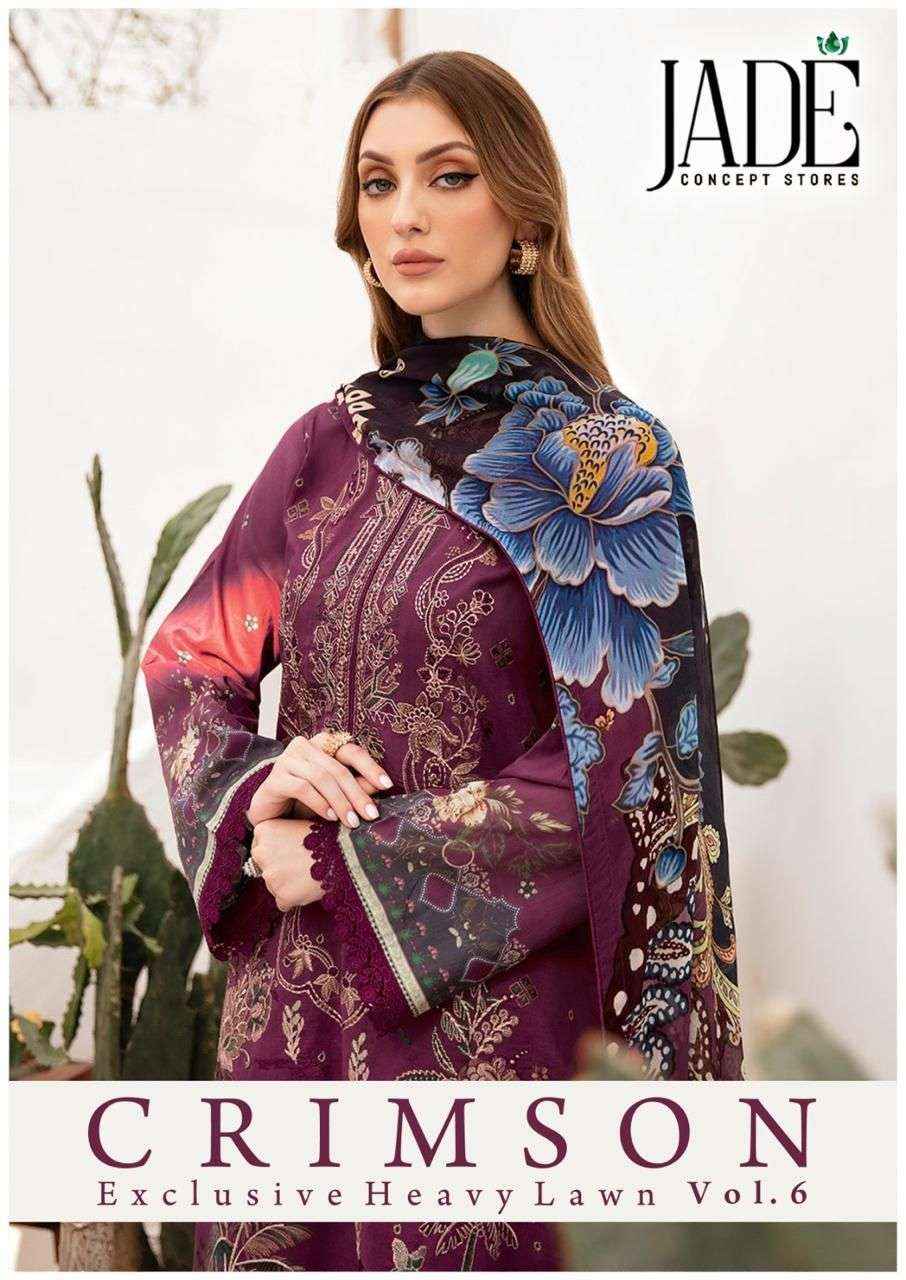 JADE CRIMSON EXCLUSIVE HEAVY LAWN COLLECTION VOL 6 COTTON SUIT ( 6 PCS CATALOG )