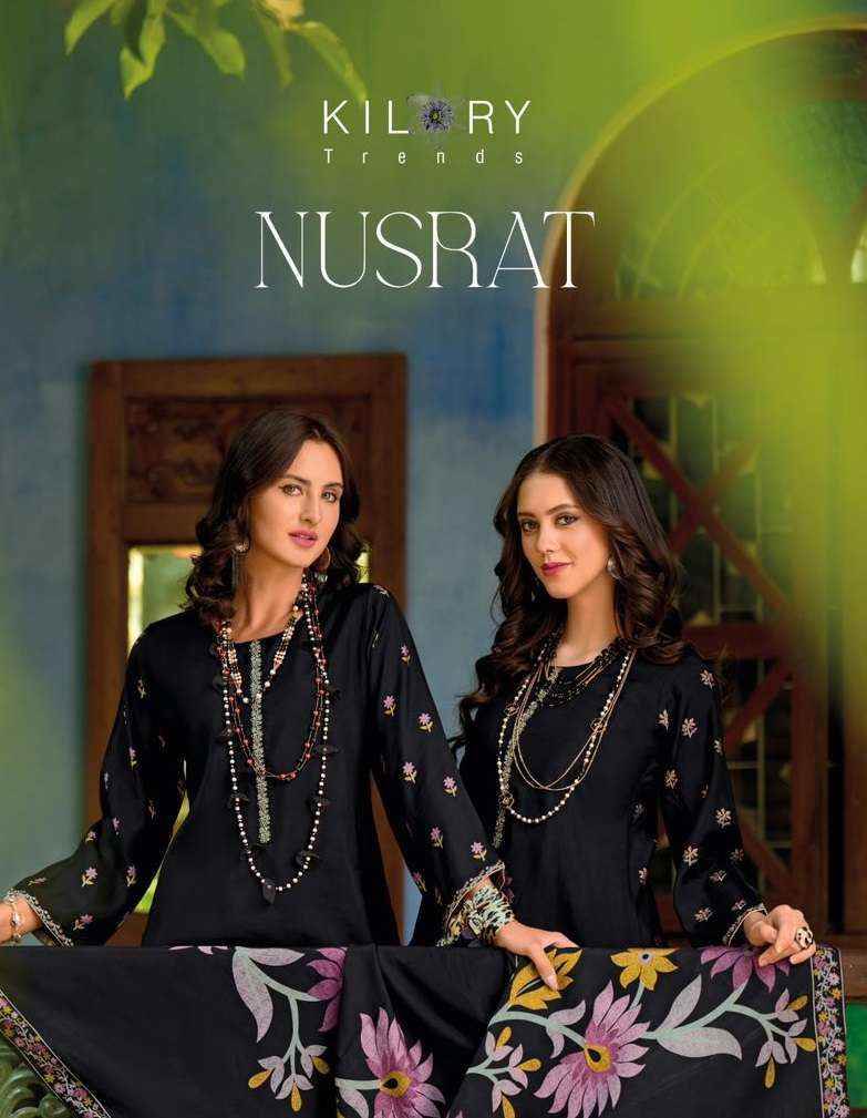 KILORY TRENDZ NUSRAT VISCOSE FANCY EMBROIDERY WORK SUIT ( 4 PCS CATALOG )