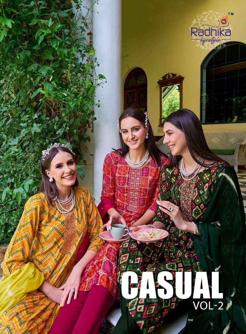 RRADHIKA LIFESTYLE CASUAL VOL 2 RAYON PRINT FANCY LADIES KURTI COMBO SET ( 6 PCS CATALOG )