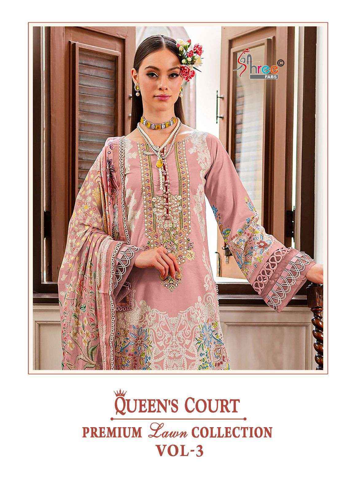 SHREE FABS QUEENS COURT PREMIUM LAWN COLLECTION VOL 3 COTTON SUIT ( 4 PCS CATALOG )