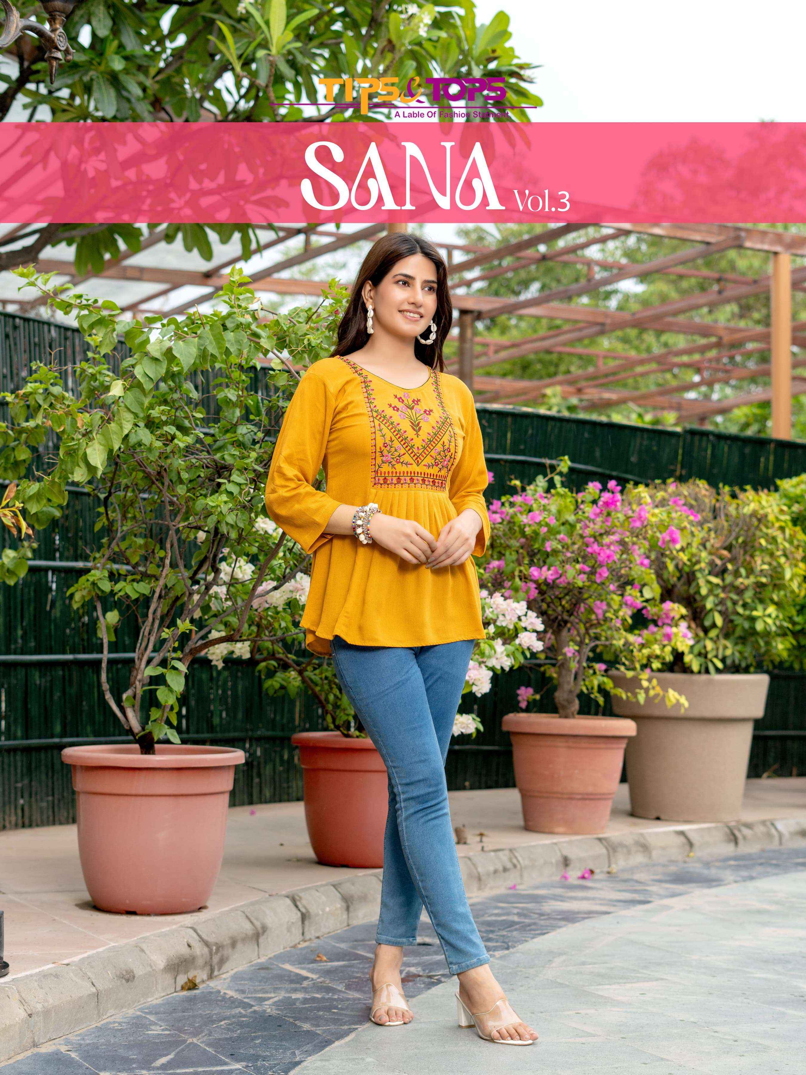 TIPS AND TOPS SANA VOL 3 RAYON FANCY WESTERN WEAR LADIES TOP ( 8 PCS CATALOG )