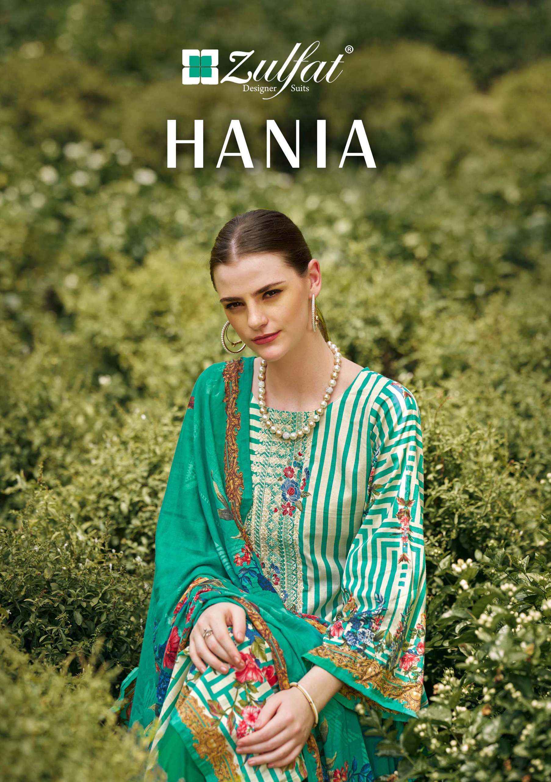 ZULFAT DESIGNER SUITS HANIA COTTON PRINT WITH FANCY WORK SUIT ( 6 PCS CATALOG )