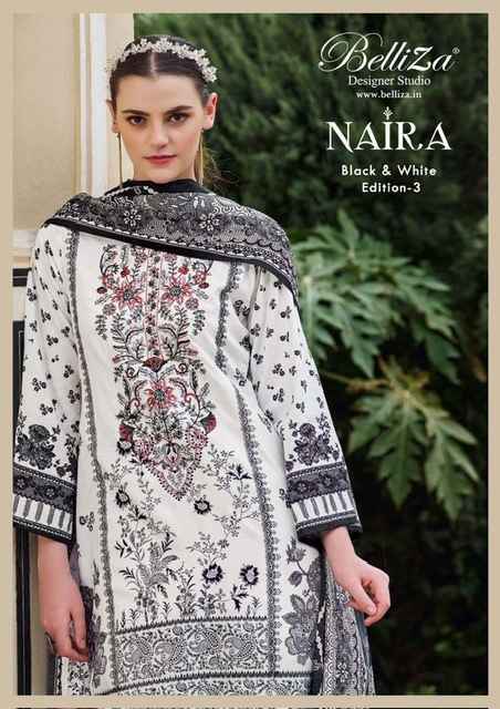 Belliza Naira Black & White Edition 3 Cotton Dress Material  ( 6 pcs Catalogue )