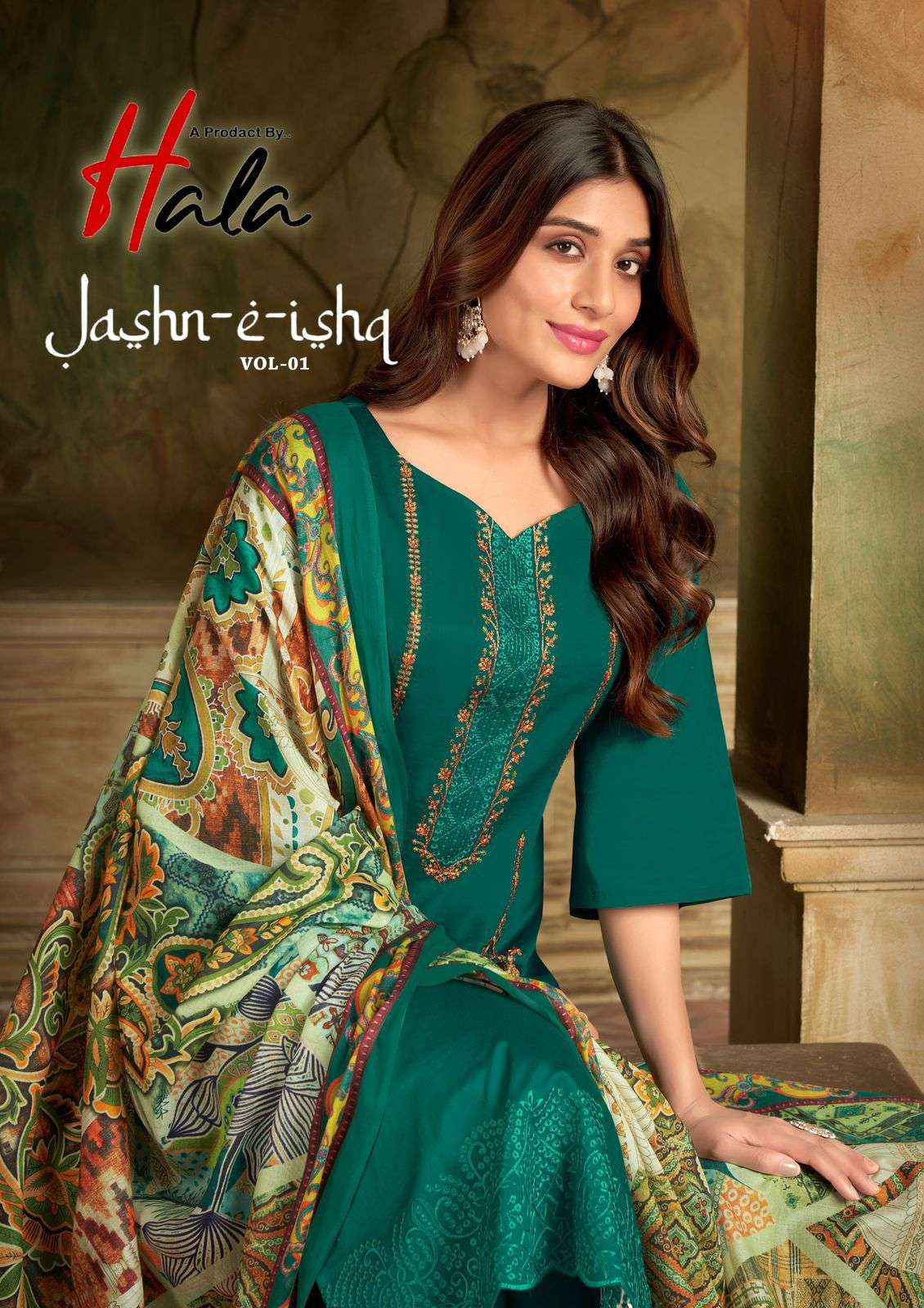 HALA TRADERS JASHN E ISHQ VOL 1 JAM COTTON PAKISTANI SUITS ( 6 PCS CATALOG )