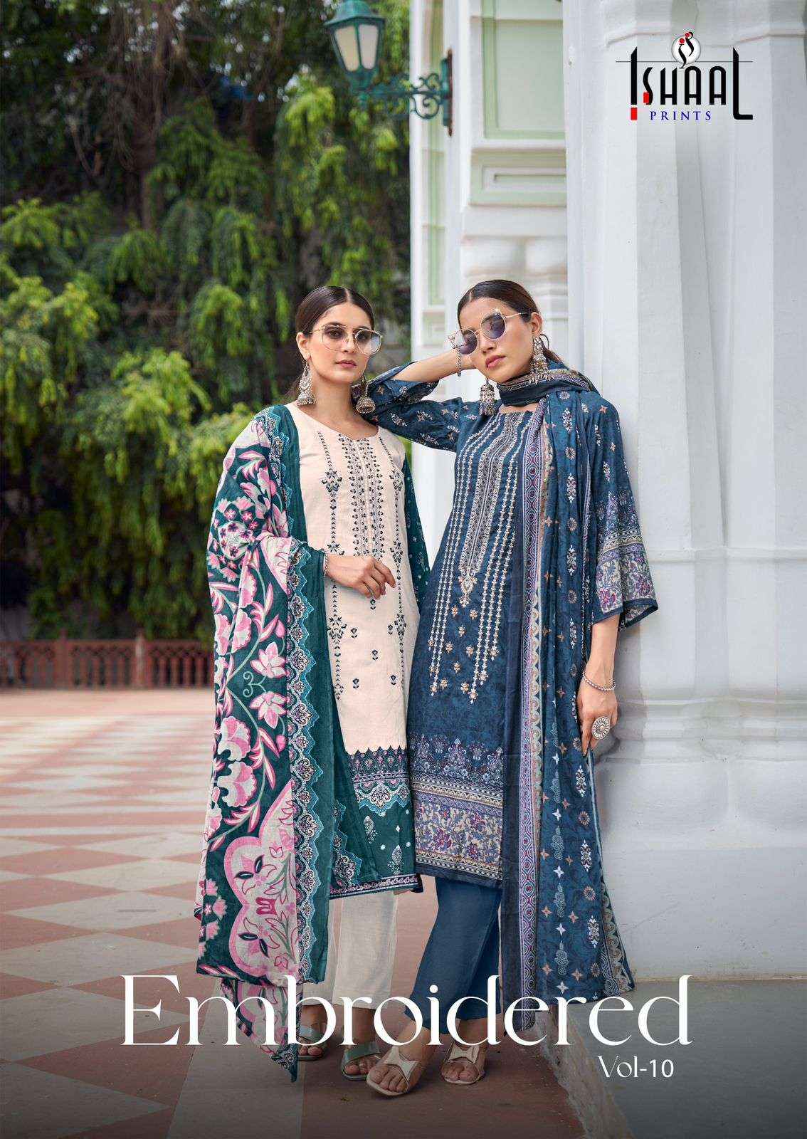 ISHAAL PRINTS EMBROIDERED VOL 10 LAWN COTTON SALWAR SUIT ( 10 PCS CATALOG )