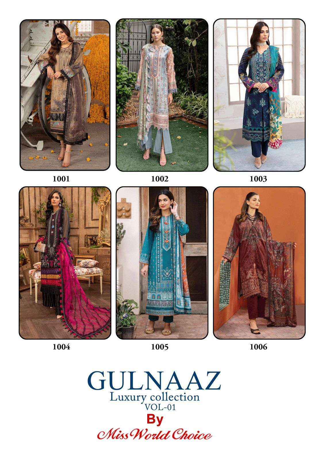 MISS WORLD CHOICE GULNAZ VOL 1 COTTON DIGITAL PRINT SUIT ( 6 PCS CATALOG )