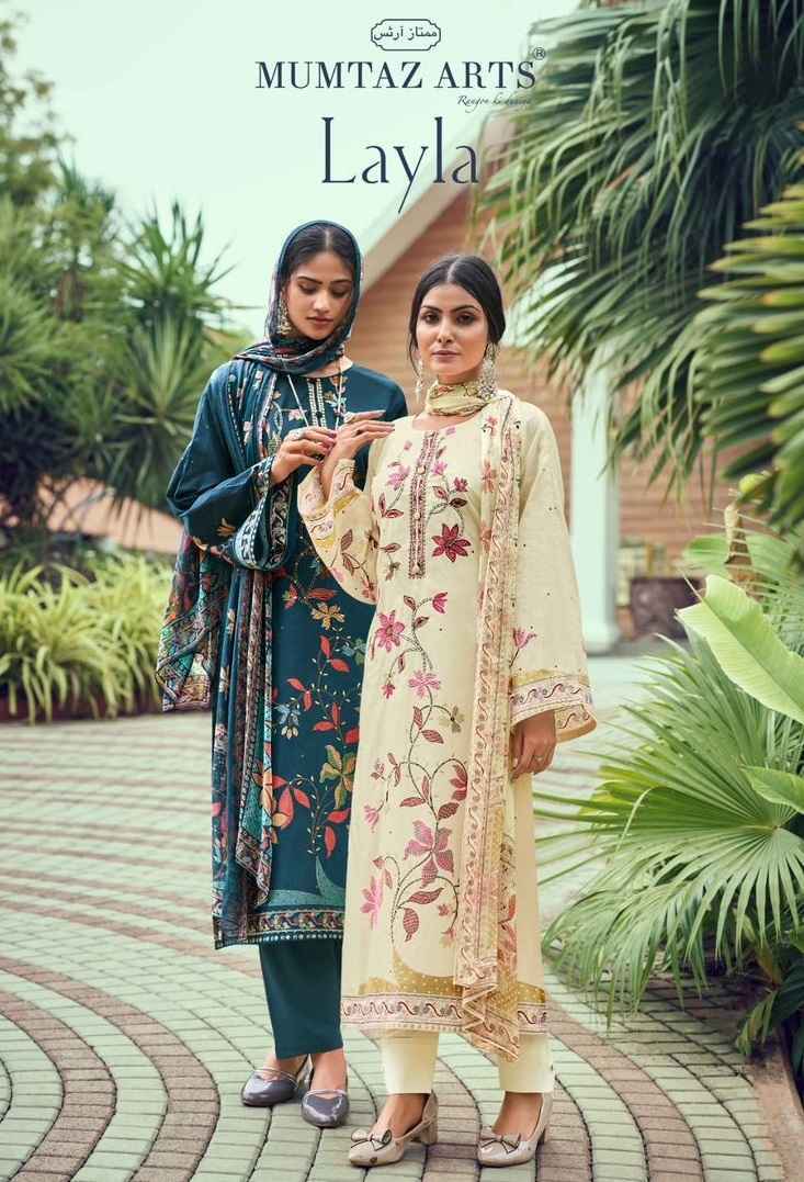 Mumtaz Arts Layla Jam Satin Pakistani Suits ( 4 pcs Catalogue )