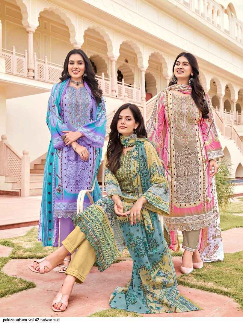 Pakiza Prints Arham Vol 42 Lawn Dress Material Buy Latest Designer Salwar Suits for Women Online