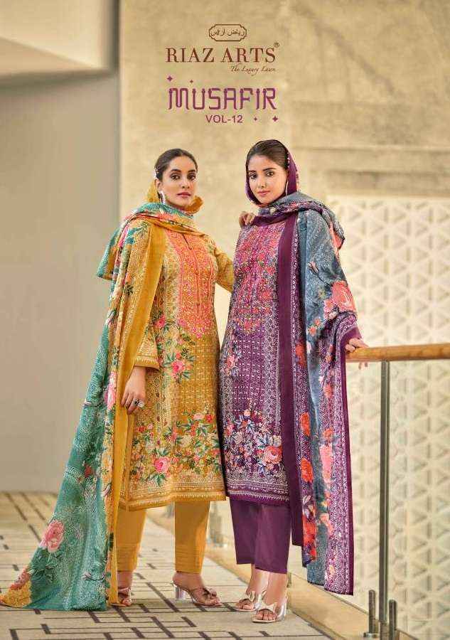 RIAZ ARTS MUSAFIR VOL 12 LAWN COTTON SALWAR KAMEEZ ( 8 PCS CATALOG )