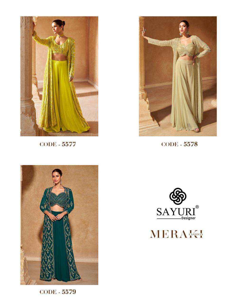 SAYURI DESIGNER MERAKI HEAVY DESIGNER SUITS FACTORY PRICE ( 3 PCS CATALOG )