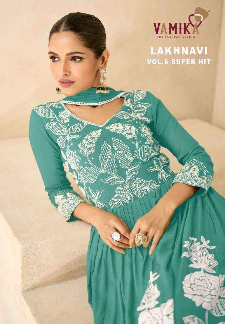 VAMIKA LAKHNAVI VOL 6 SUPER HIT VOL 2 RAYON DESIGNER READY MADE SUIT ( 5 PCS CATALOG )