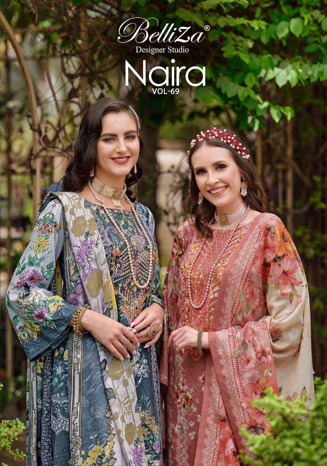 BELLIZA DESIGNER NAIRA VOL 69 COTTON WHOLESALE SALWAR KAMEEZ ( 8 PCS CATALOG )