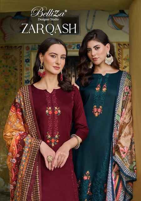 Belliza Zarqash Jam Dress Material - Ladies Suit Wholesale Surat ( 8 pcs Catalogue )