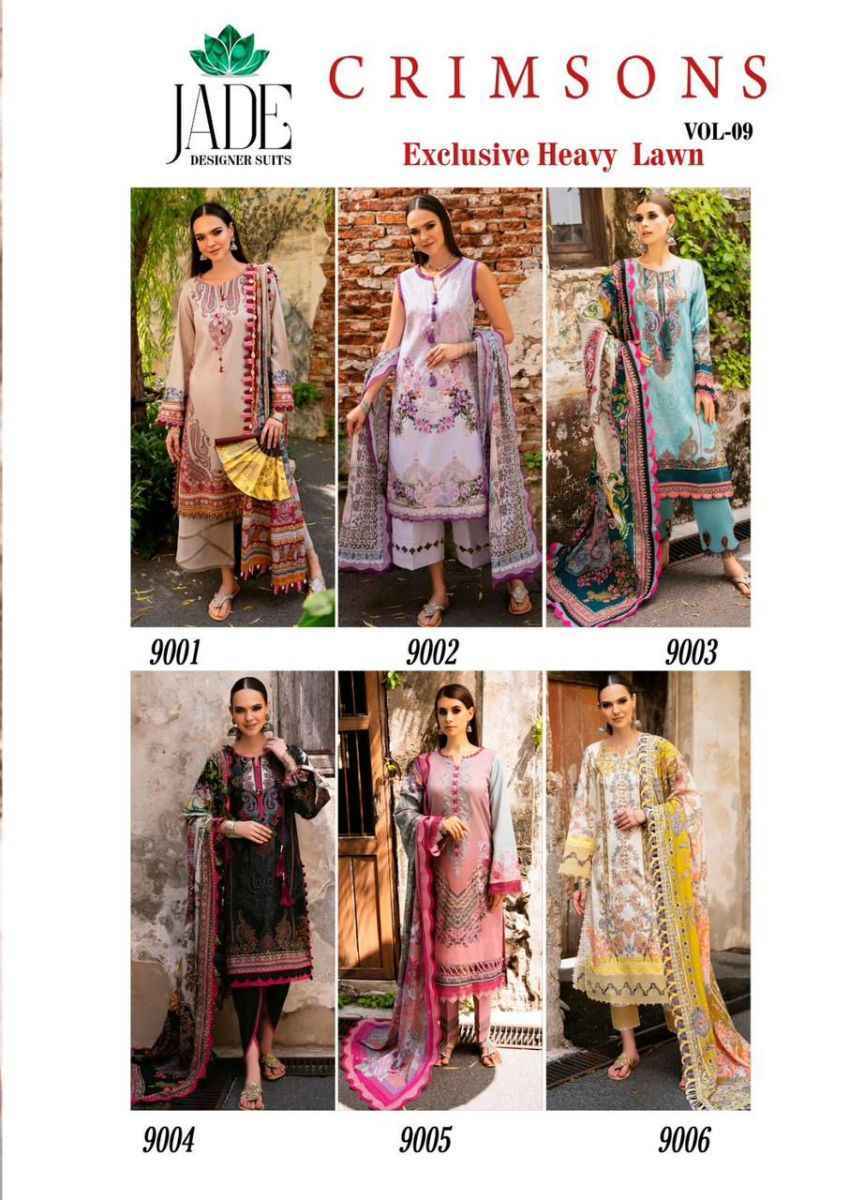 Jade Crimson Exclusive Heavy Lawn Collection Vol 9 Cotton Dress Material ( 6 pc Cataloge )