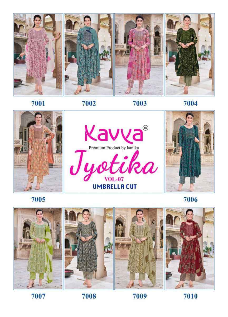 Kavya Jyotika Vol-7 Rayon Readymade Suit - Surat Wholesale Market ( 10 pcs Catalogue )