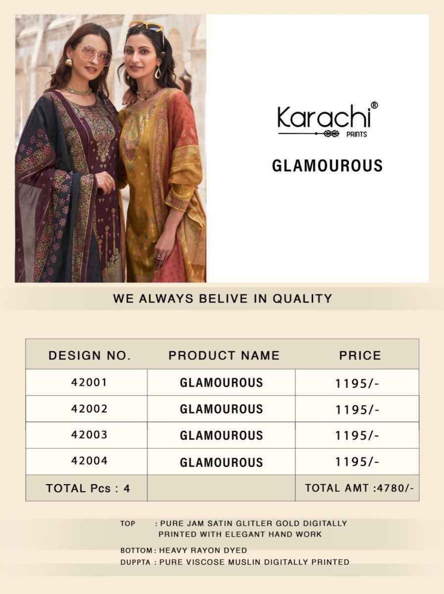 Kesar Karachi Prints Glamaurous Viscose Dress Material - Surat Wholesale ( 4 pcs Catalogue )