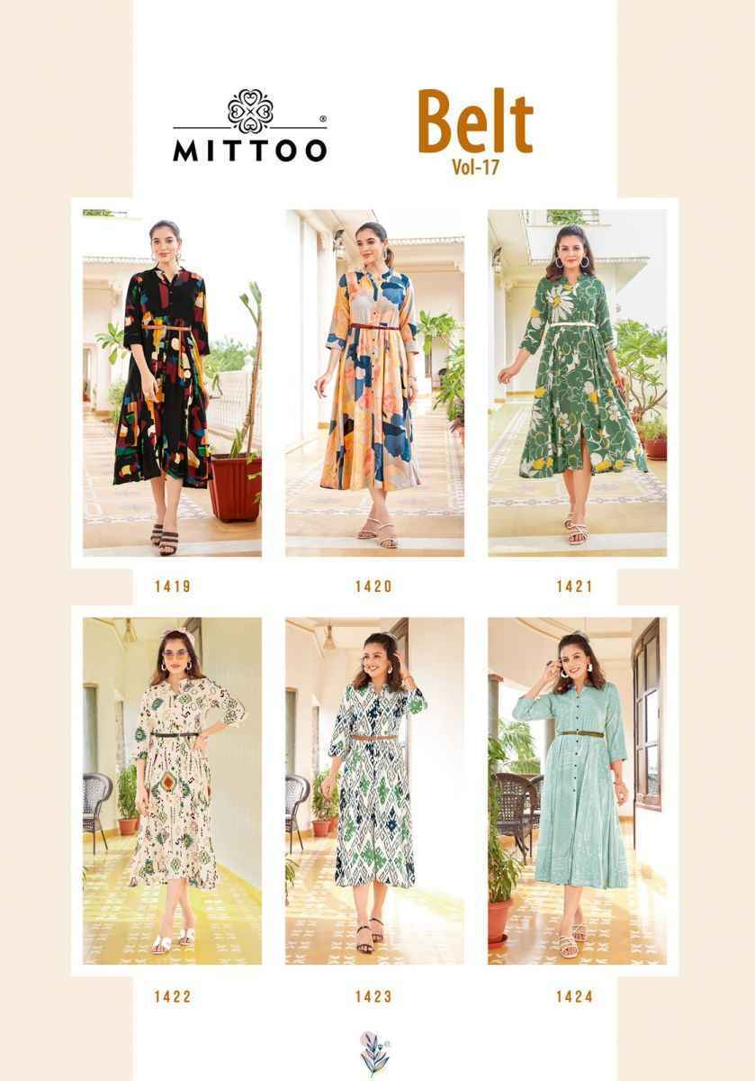 Mittoo Belt Vol 17 Rayon Kurti  - Kapda Wholesale Market ( 6 Pcs Catalog )