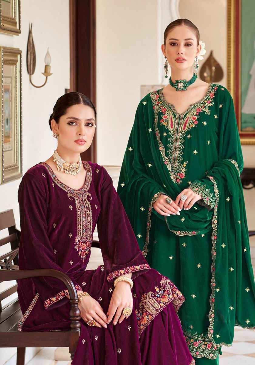 Alok Shabnam Velvet wholesale surat salwar kameez 4 pcs Catalogue