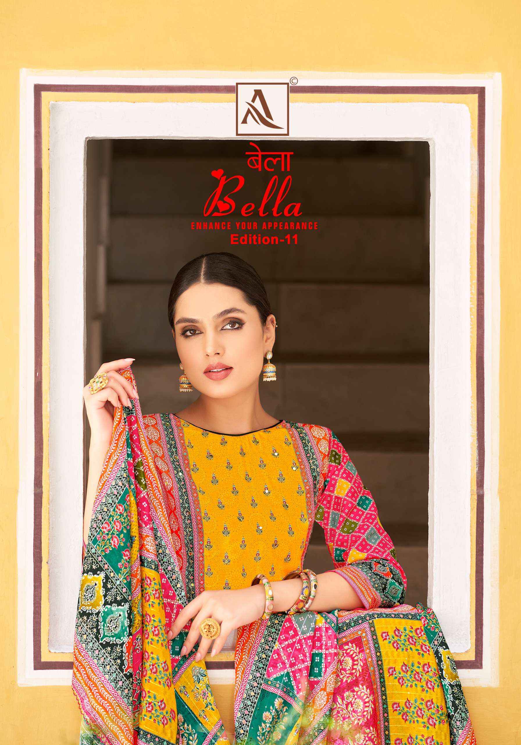 ALOK SUITS BELLA VOL 11 MUSLIN DRESS MATERIAL WHOLESALE ( 6 PCS CATALOG )