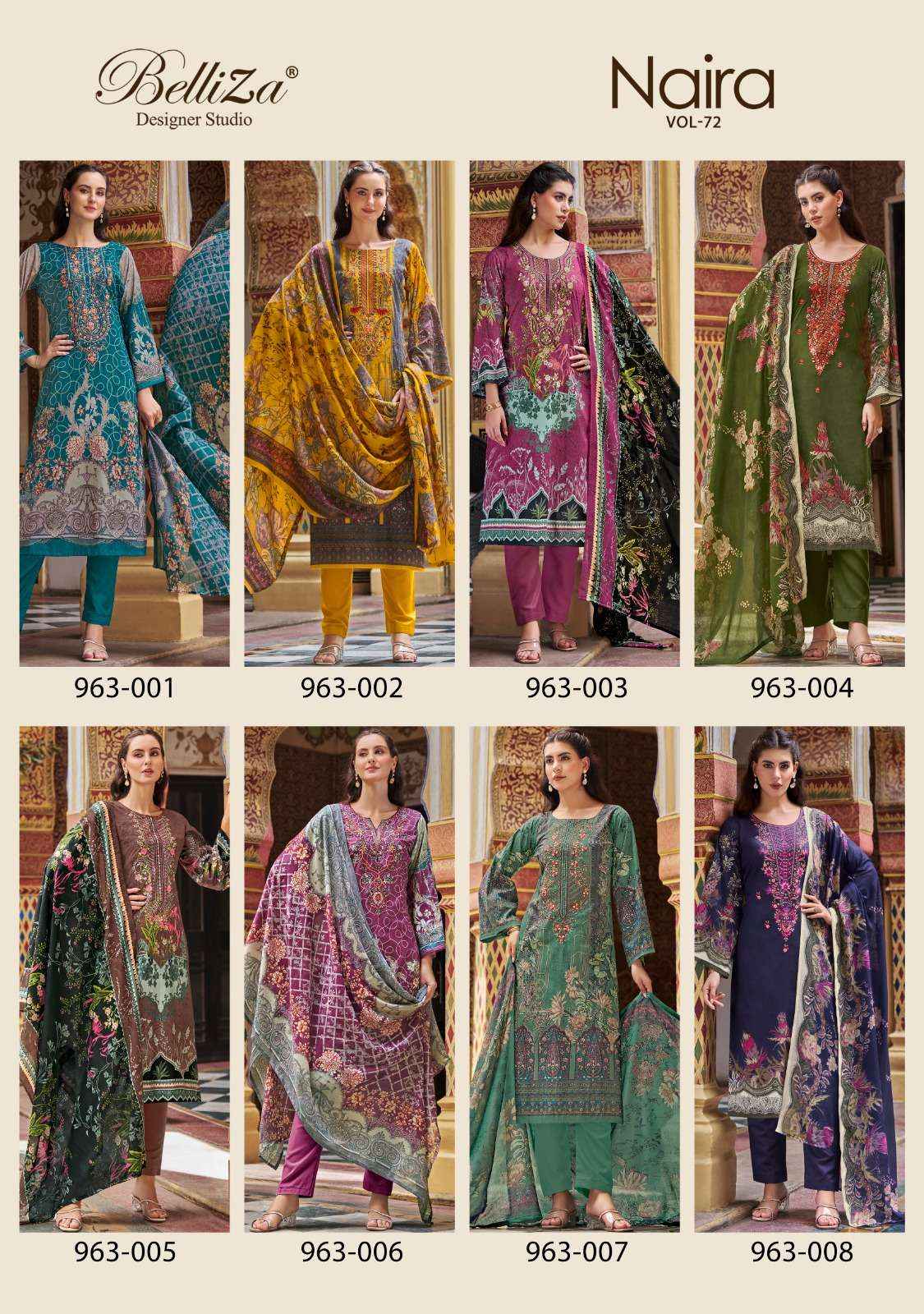 BELLIZA DESIGNER NAIRA VOL 72 WHOLESALE COTTON DESIGNER DRESS MATERIAL ( 8 PCS CATALOG )