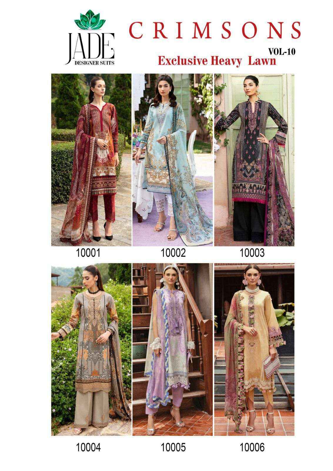 JADE CRIMSON EXCLUSIVE HEAVY LAWN COLLECTION VOL 10 PAKISTANI SUIT ( 6 PCS CATALOG )