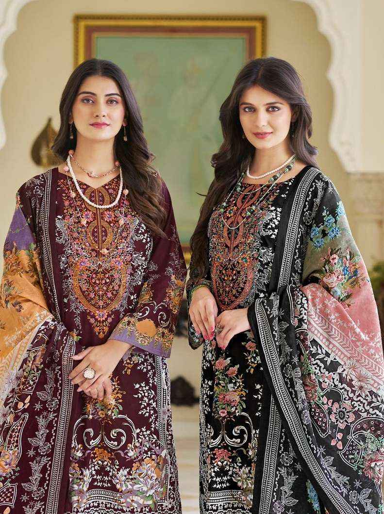 PAKIZA PRINTS IRAM VOL 44 LAWN COTTON DIGITAL PRINT WITH WORK SUIT ( 10 PCS CATALOG )