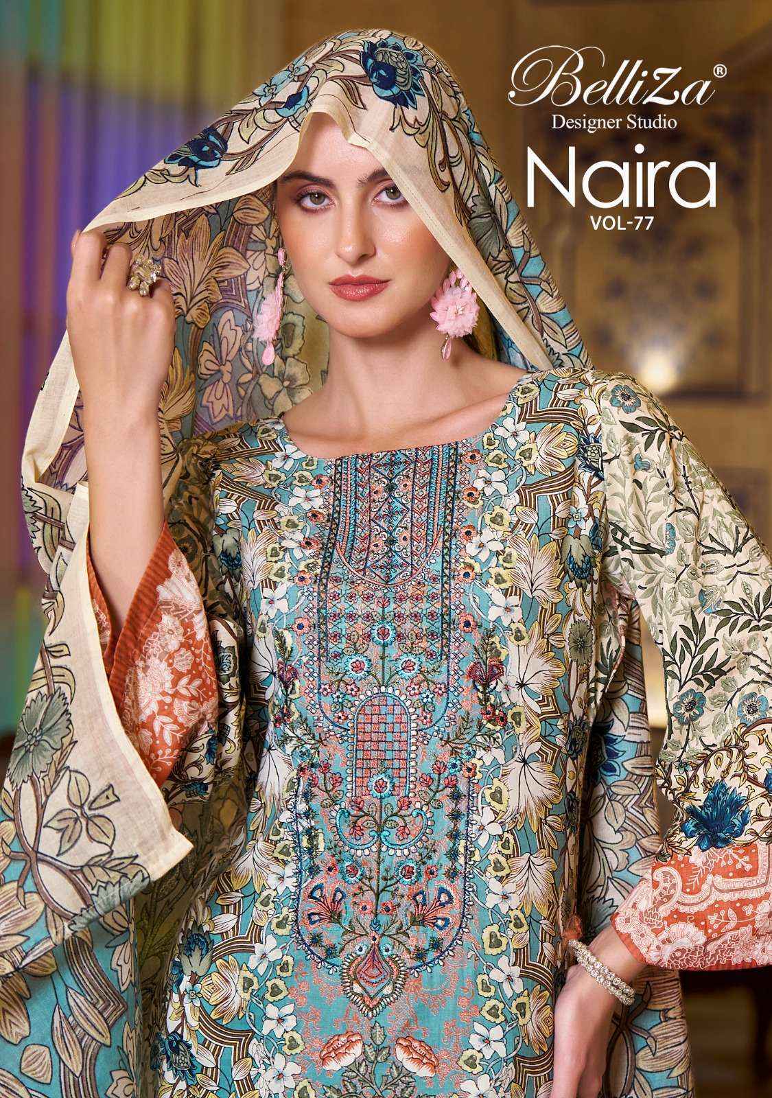 Belliza Designer Naira Vol-77 Cotton Ladies Salwar Kameez ( 8 pcs Cataloge ) Surat Wholesale