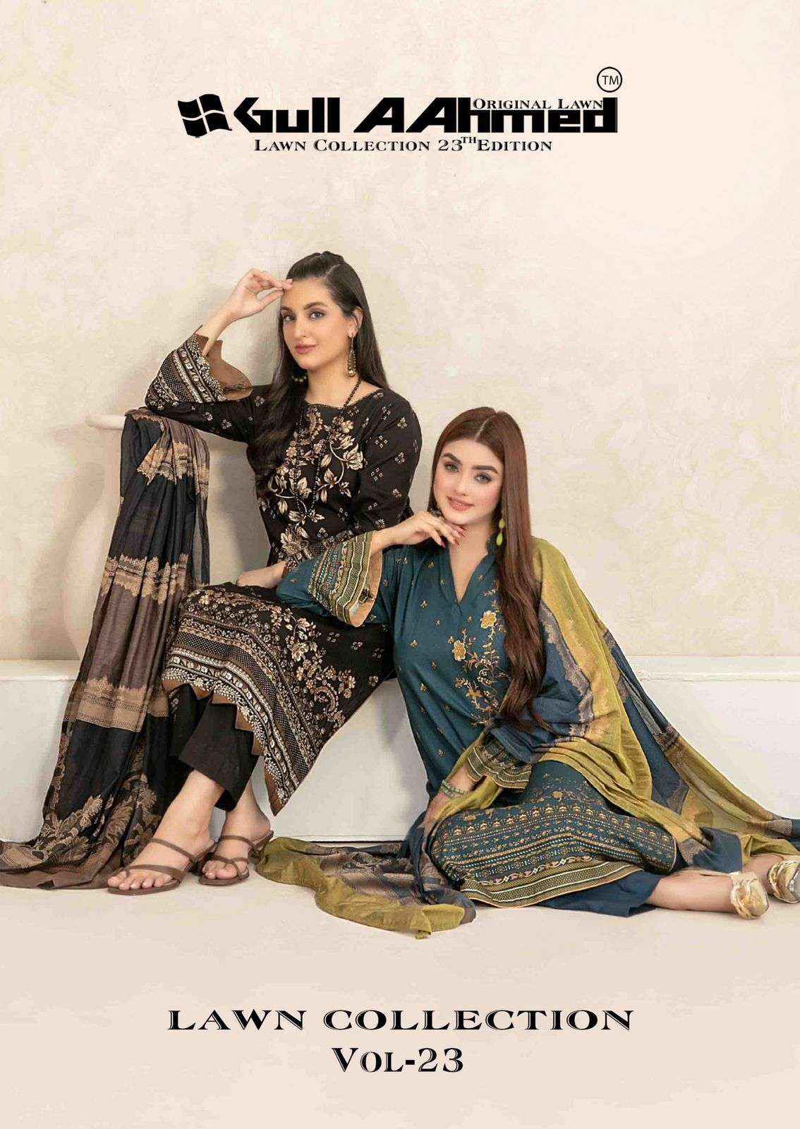 GULL AAHMED LAWN COLLECTION VOL 23 LAWN COTTON DRESS MATERIAL ( 6 PCS CATALOG )