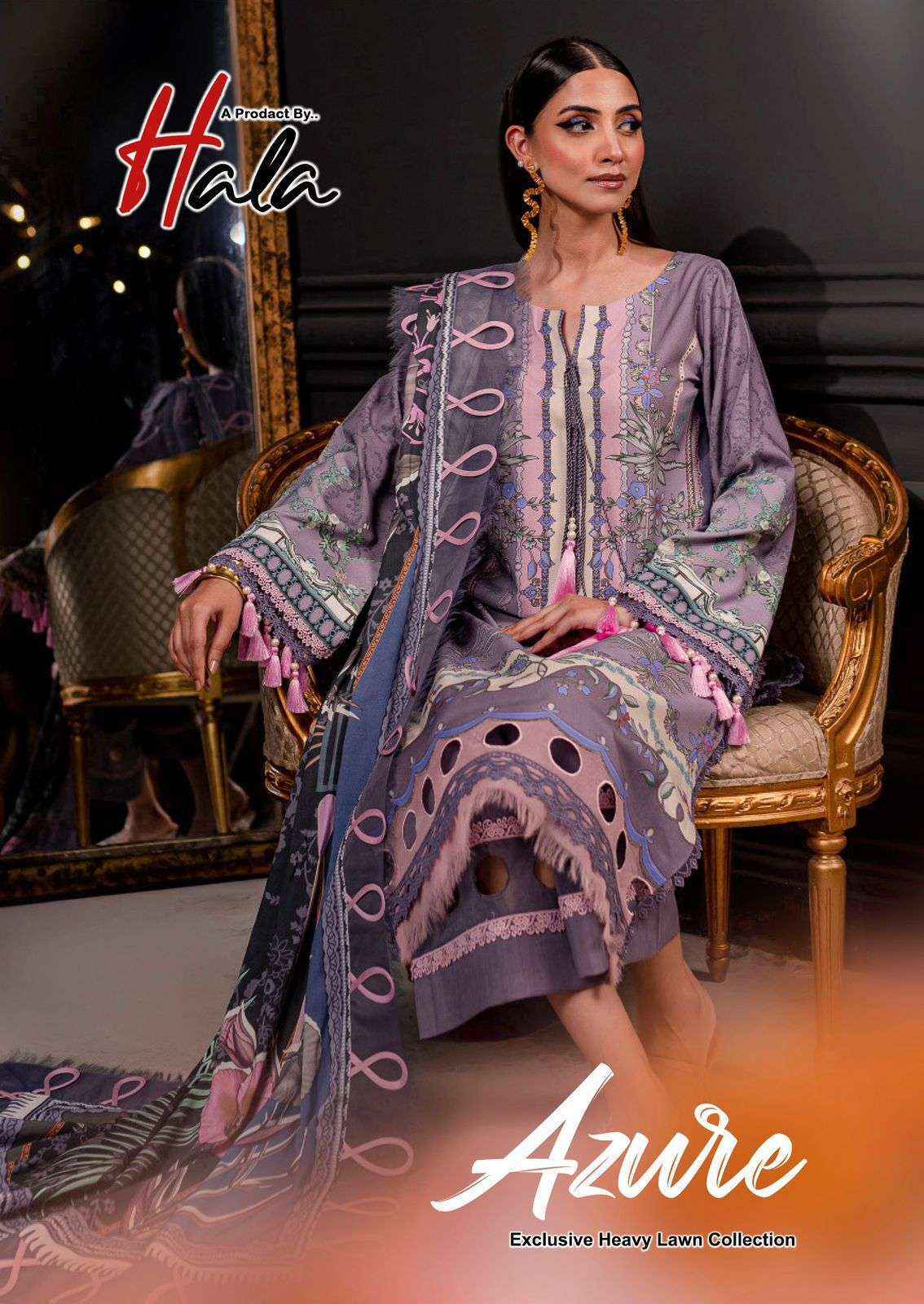 Hala Azure Vol 1 Wholesale Lawn Cotton Ladies Dress Material ( 6 pcs Catalogue )