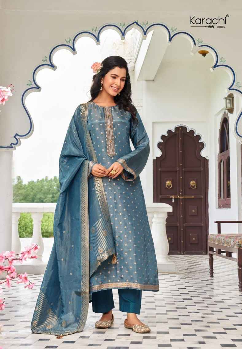 Kesar Karachi Bahar Kanjivaram Silk Dress Material 4 pcs Catalogue